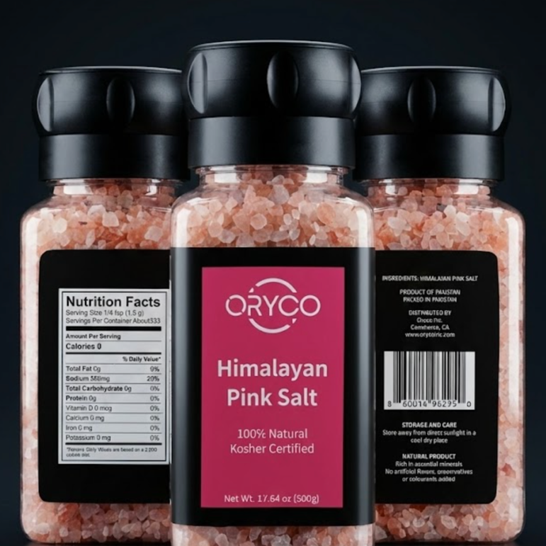 ORYCO Himalayan Pink Salt Coarse Refillable Grinder – 17.64 oz (500 g)