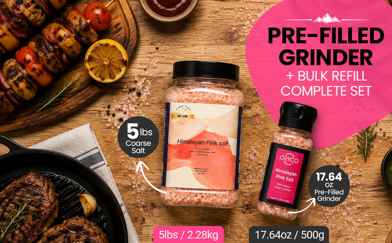 Himalayan Pink Salt Bundle – 5 lb Jar & 17.64 oz Grinder