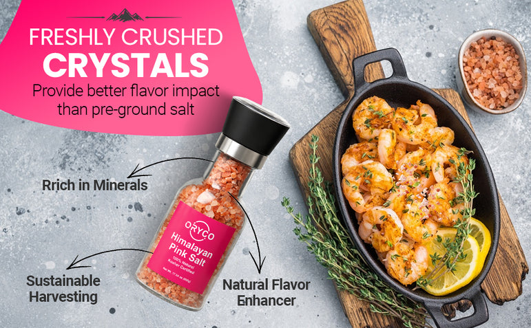 ORYCO Himalayan Pink Salt Coarse Glass Refillable Grinder – 17.64 oz (500 g)