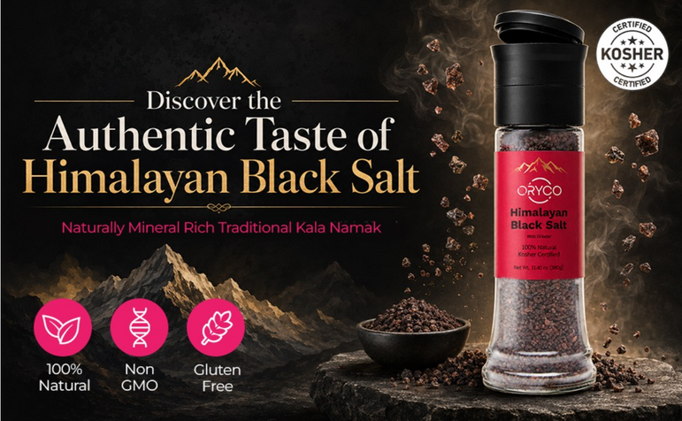 ORYCO Himalayan Black Salt Coarse Grinder – 13.4 oz