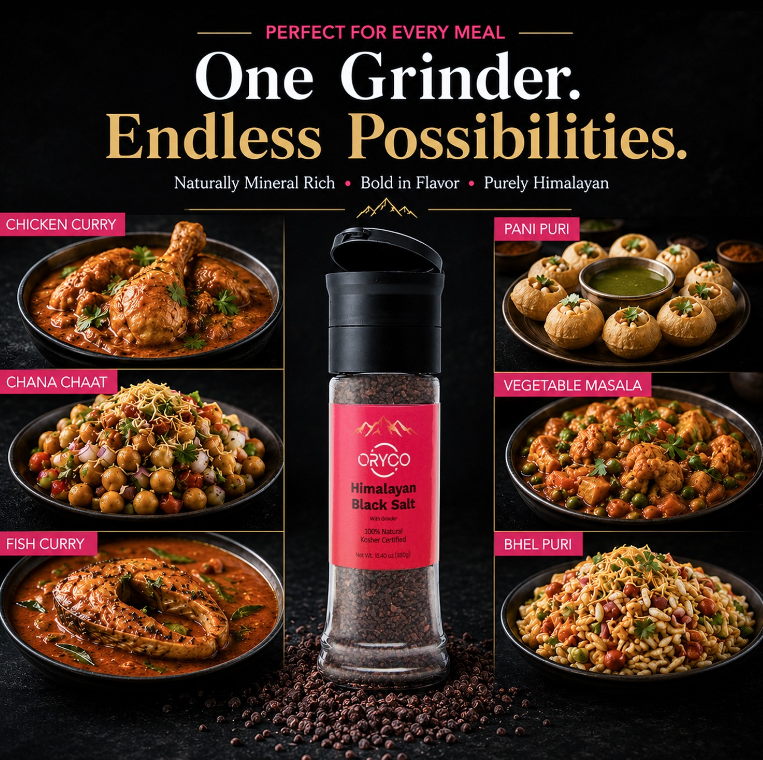 ORYCO Himalayan Black Salt Coarse Grinder – 13.4 oz