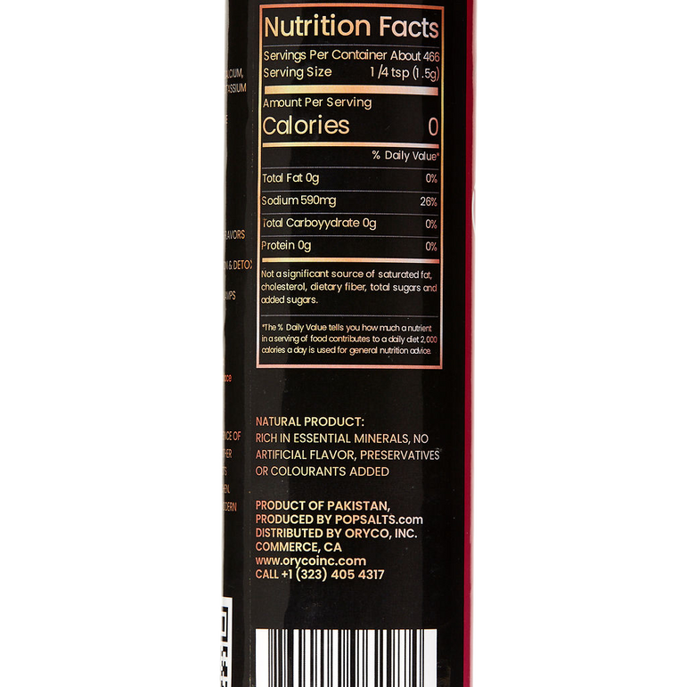Nutrition facts label on a product packaging with a white background